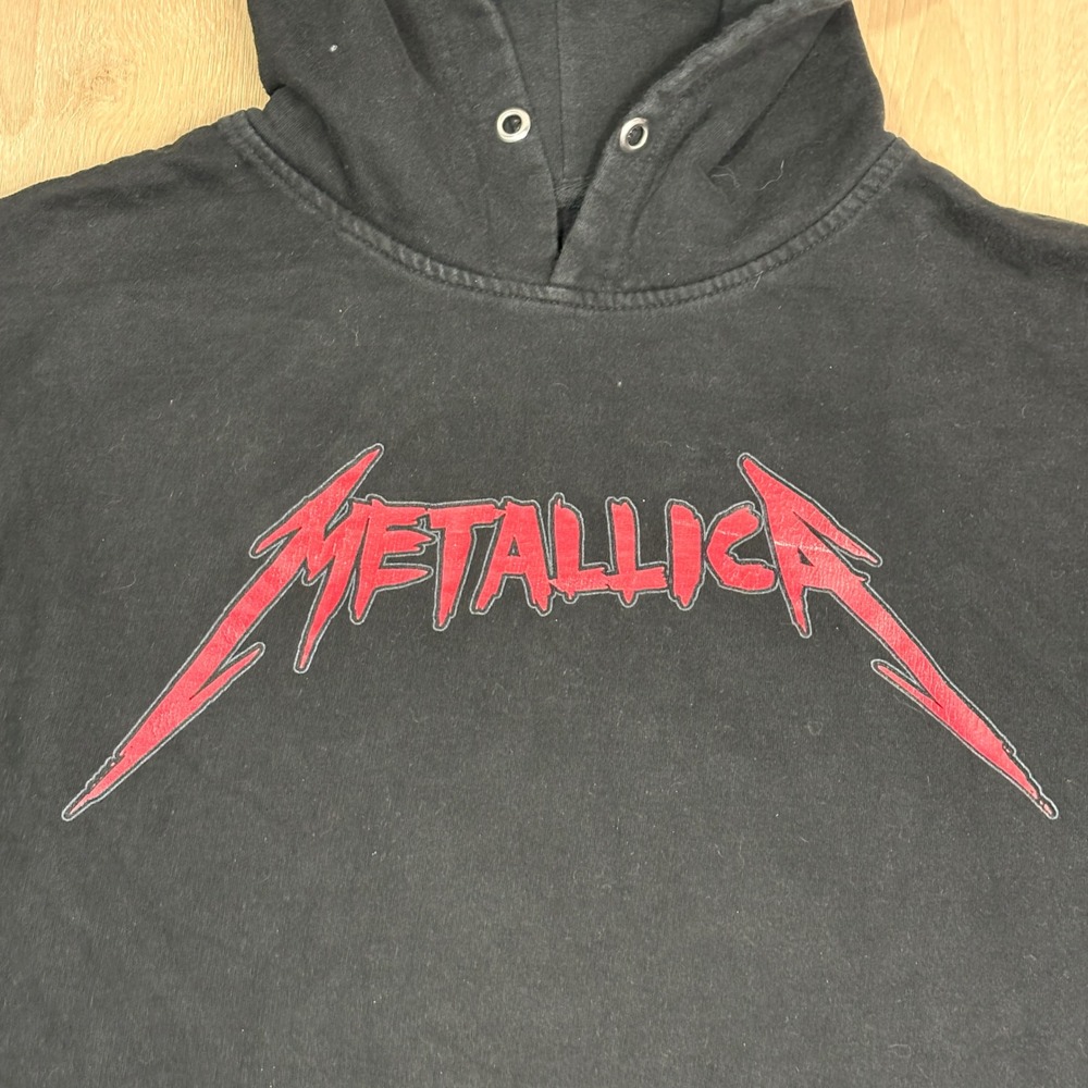 Metallica Screaming Skull Graphic Hoodie Mens Medium Black Skeleton Sweatshirt - Picture 3 of 9